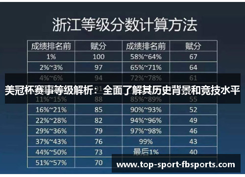 美冠杯赛事等级解析：全面了解其历史背景和竞技水平